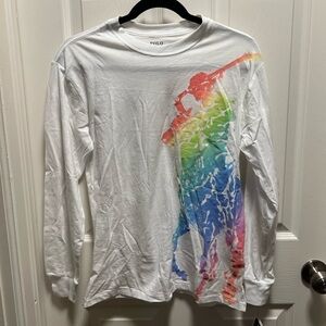 NEW Polo Ralph Lauren Ombré Big Pony Print‎ Long Sleeve T-Shirt Women's Sz XS